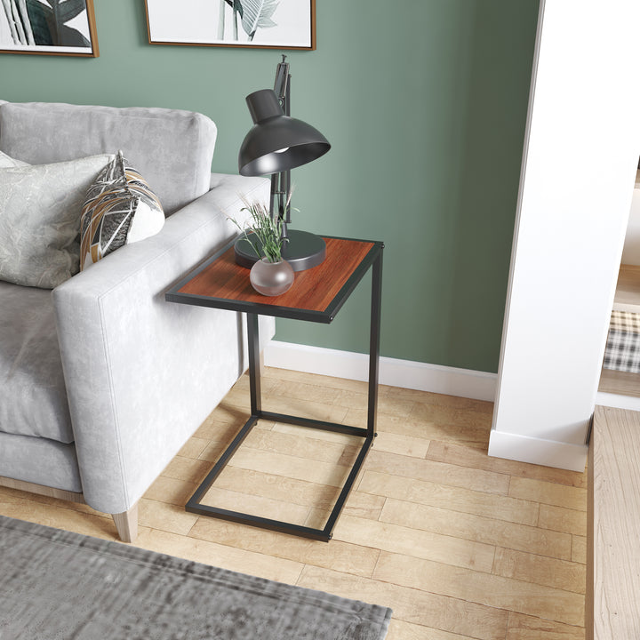 C-Shaped Sofa End Table Set: Metal Frame Accent Tables for Living Room