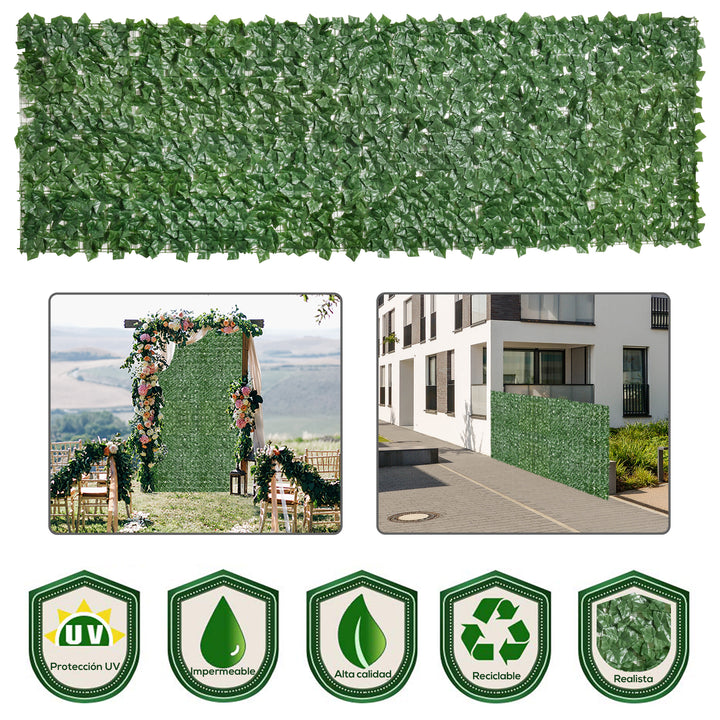 2-Piece Artificial Leaf Hedge Screen Privacy Fence Panel for Garden Outdoor Indoor Decor