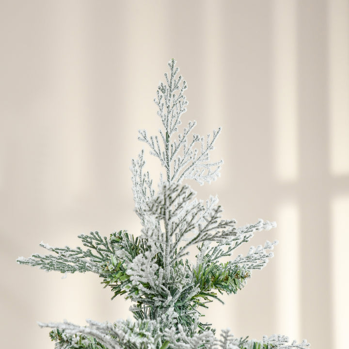 Pencil Snow Flocked Artificial Christmas Tree with Realistic Cypress Branches