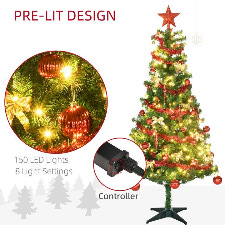 6' Artificial Prelit Christmas Trees Holiday DÃ©cor with Warm White LED Lights