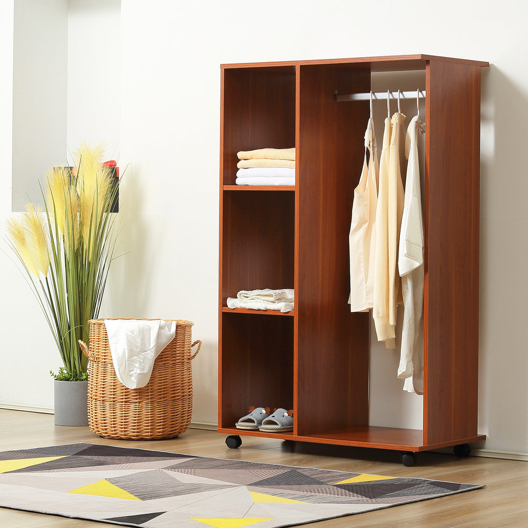 HOMCOM Bedroom Open Wardrobe, Walnut