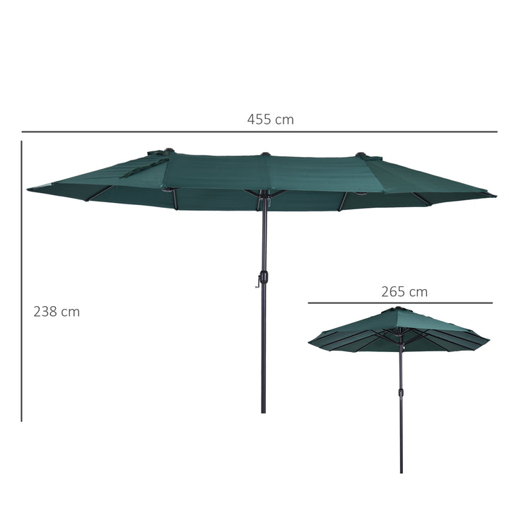 Waterproof 4.6m Garden Parasol Double-Sided Sun Umbrella Patio Market Shelter Canopy Shade Outdoor Green