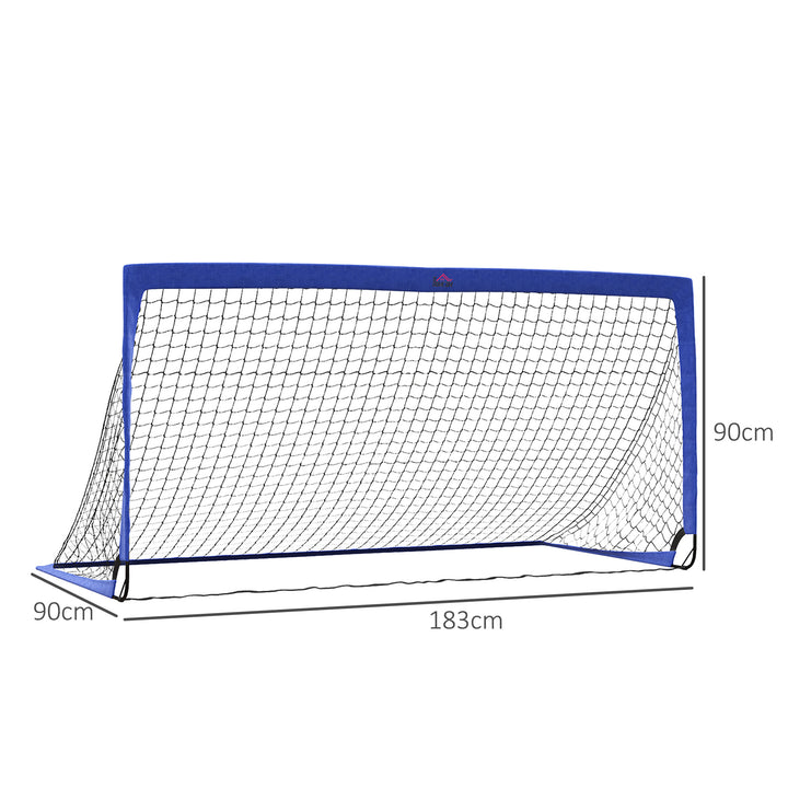 Set of 2 Football Goal Net 6 x 3 ft Foldable Outdoor Sport Training Teens Adults Soccer with Carrying Bag Blue