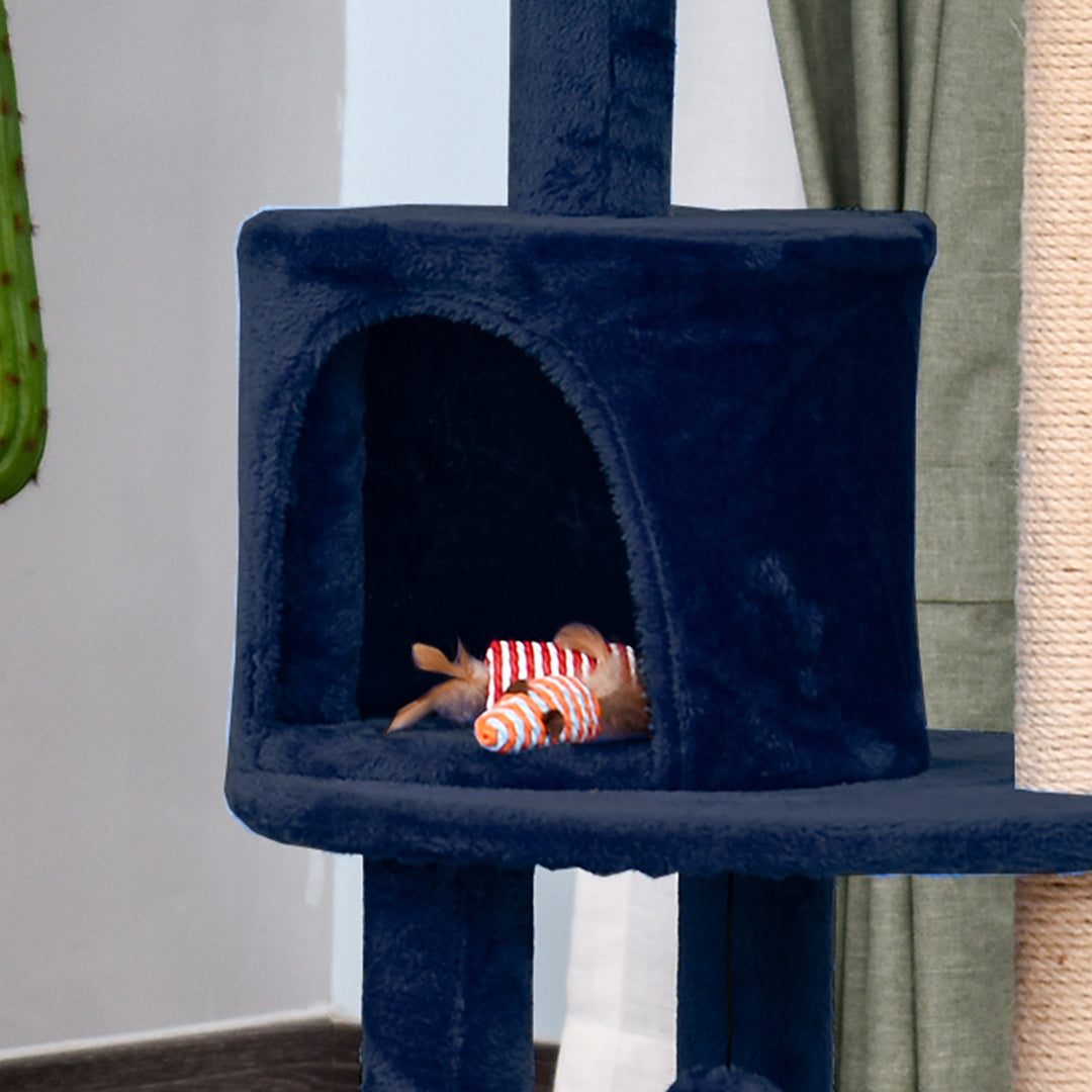 Feline Playground: 3-Tier Sisal Rope Scratching Post with Dangling Toy