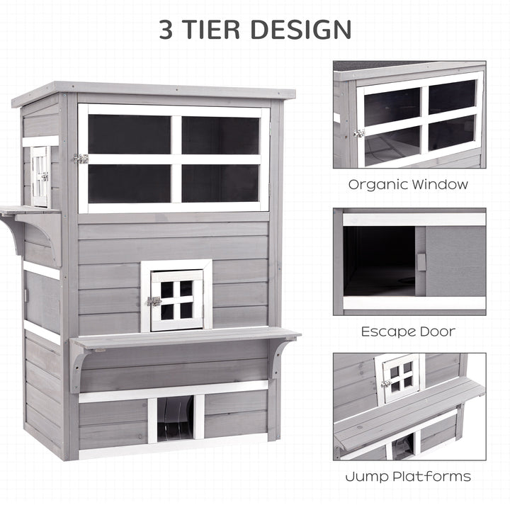 3 Tier Wooden Kitten Shelter for Indoor