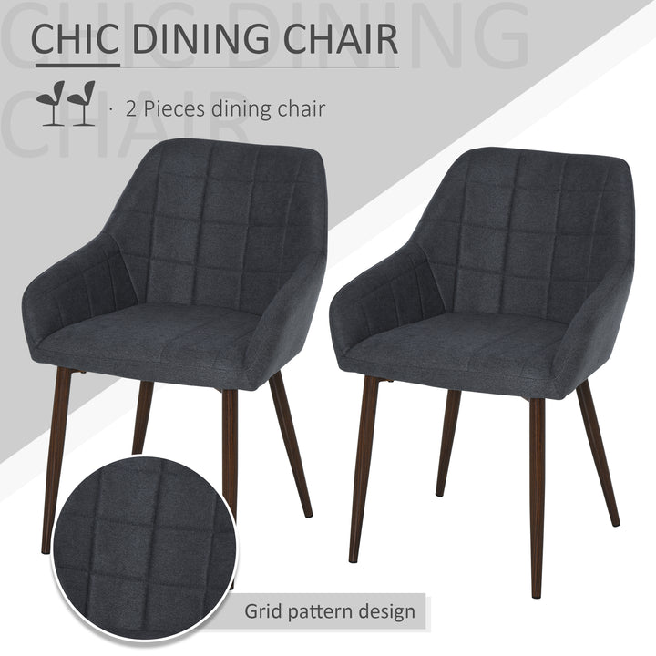 2 Pcs Linen-Touch Fabric Dining Chair w/ Cushion