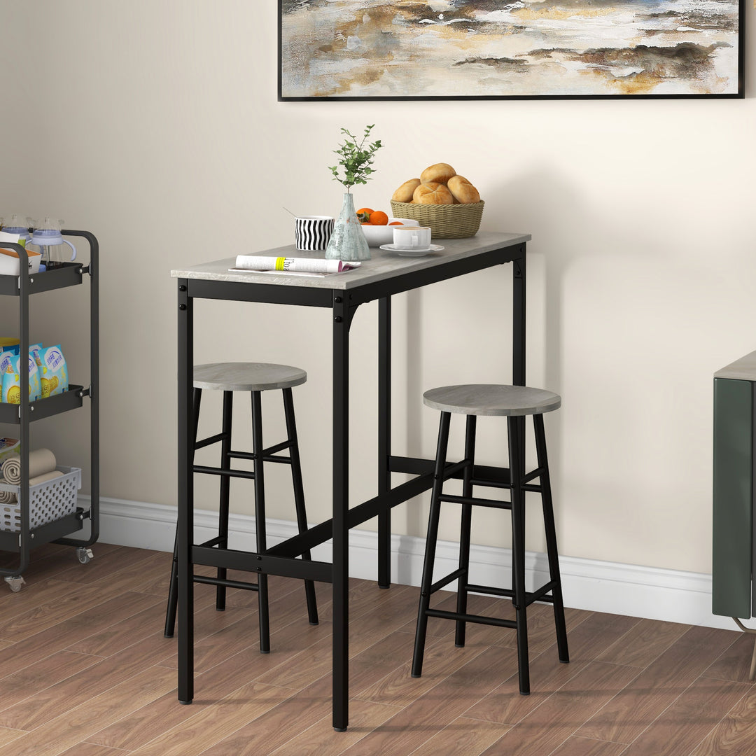 HOMCOM 3 Piece Bar Table Set with 2 Stools