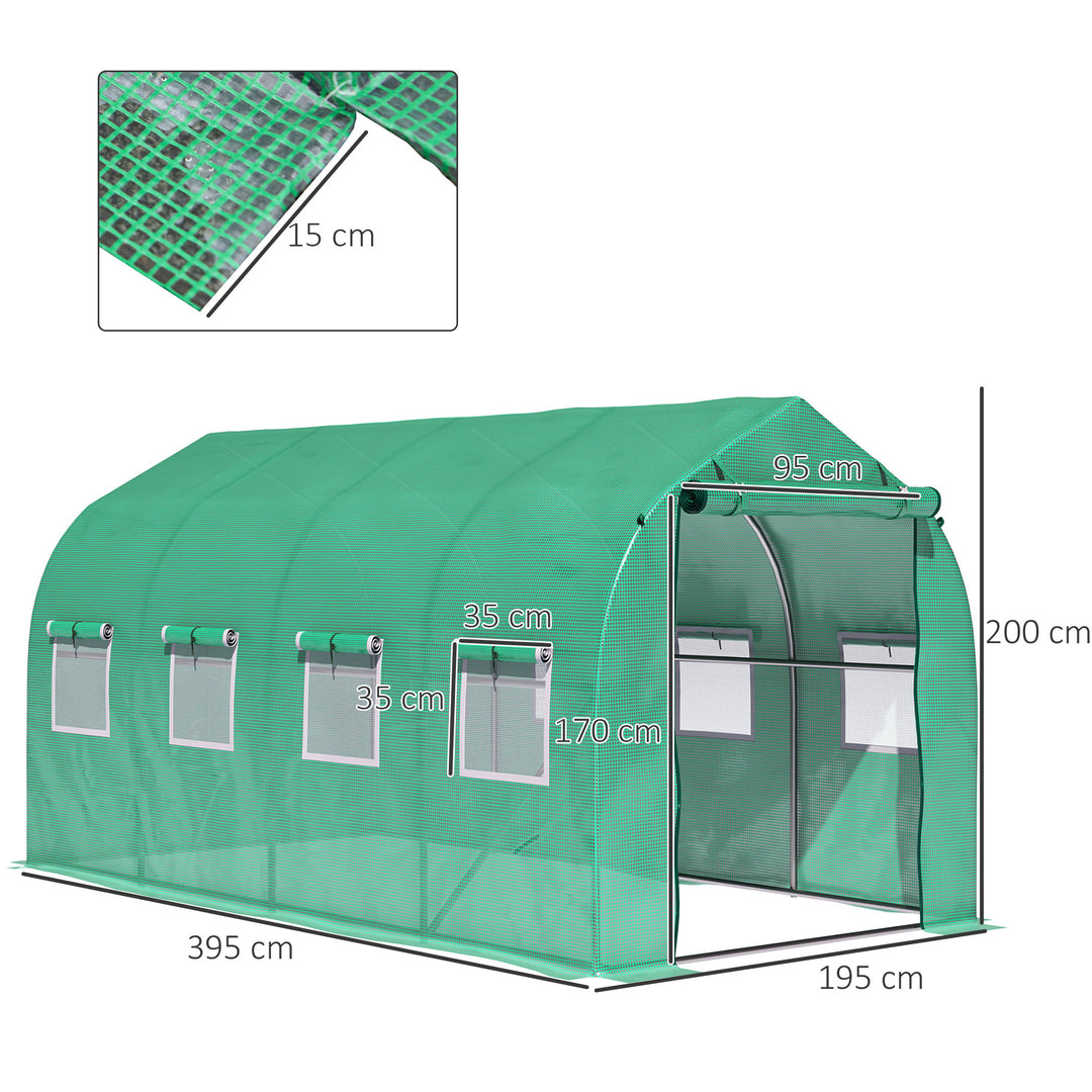 Galvanised Frame Polytunnel Greenhouse with Windows and Door for Garden