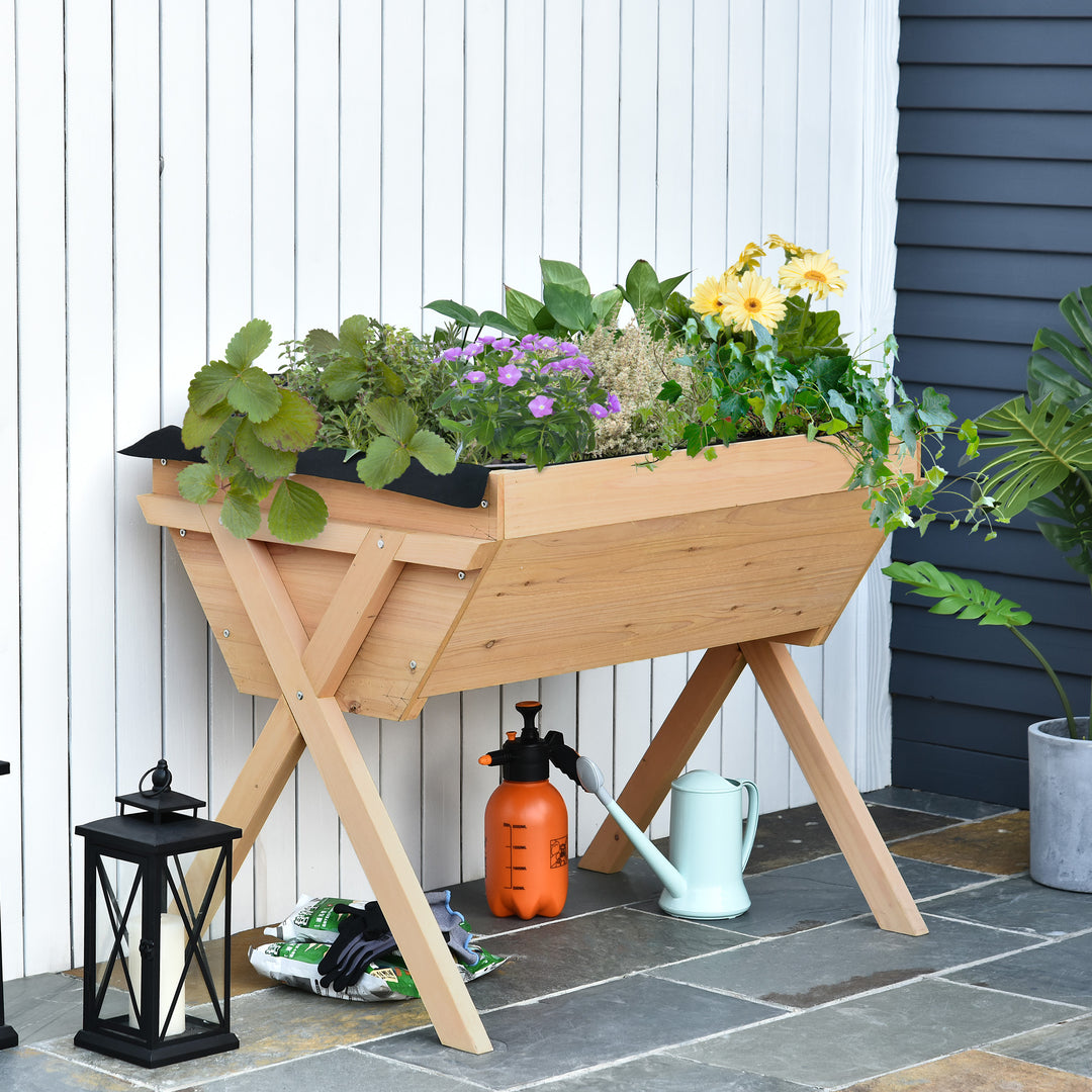 Outsunny Wooden Planter Raised Bed Container Garden Plant Stand