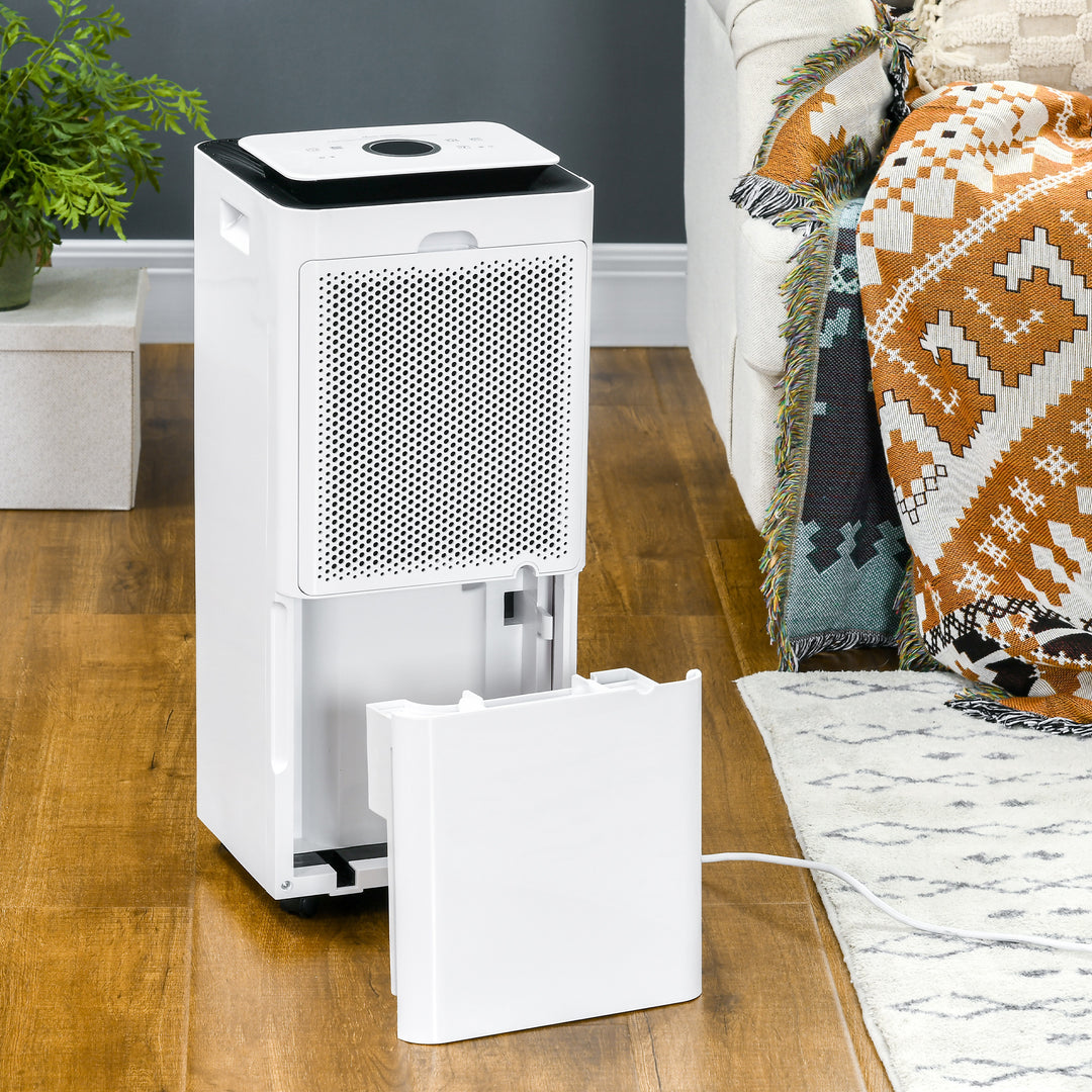 HOMCOM 3500mL Dehumidifier for Bathroom, with Air filter, 24H Timer, 5 Modes, 16L/Day, for Home Laundry, White Aosom UK