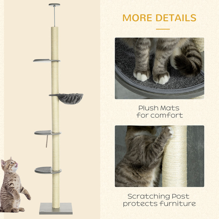 Floor to Ceiling Cat Tree 250cm with Hammock