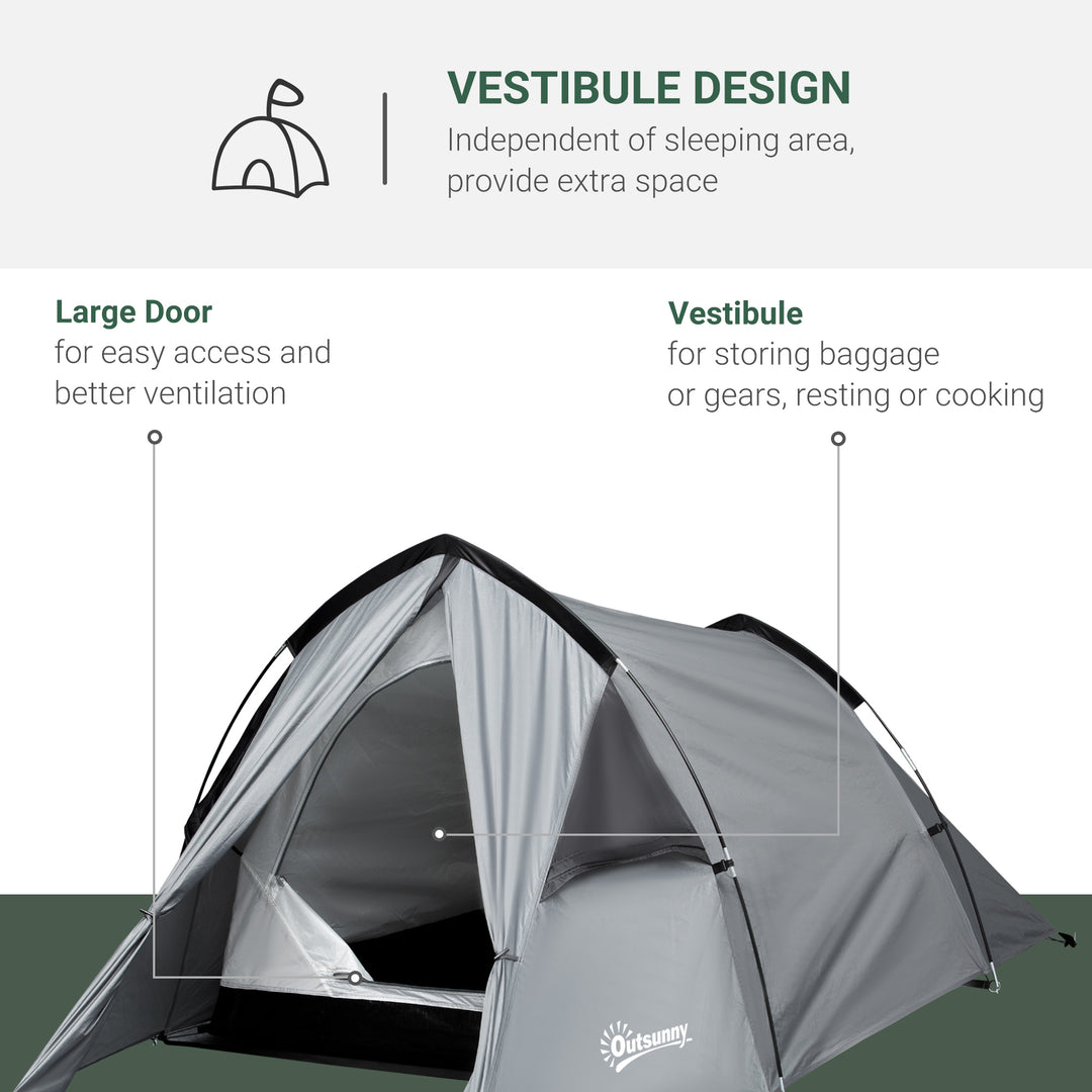 Camping Dome Tent Double Layer Backpacking Tent Large for 1-2 Person w/ Weatherproof Windows Lightweight for Fishing