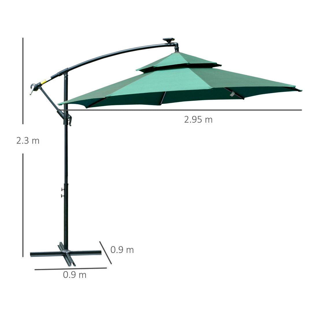 3(m) Cantilever Parasol Banana Hanging Umbrella with Double Roof