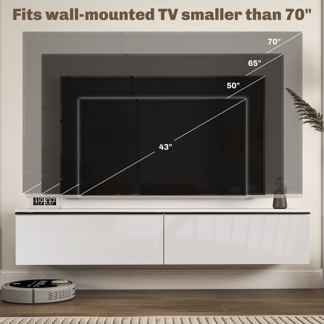 160cm High Gloss Floating TV Unit Stand for TVs up to 70"