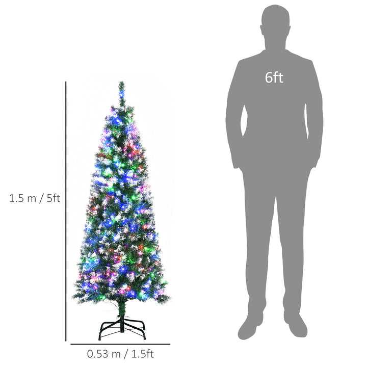 5' Tall Prelit Pencil Slim Artificial Christmas Tree w/ Realistic Branches