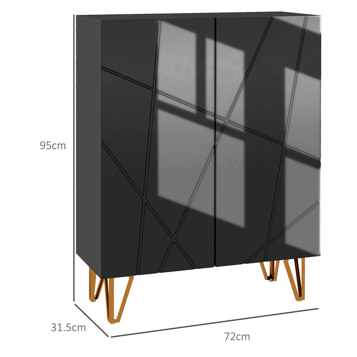 HOMCOM Narrow Shoe Storage Cabinet with Soft-Close Hinges, Adjustable Shelves