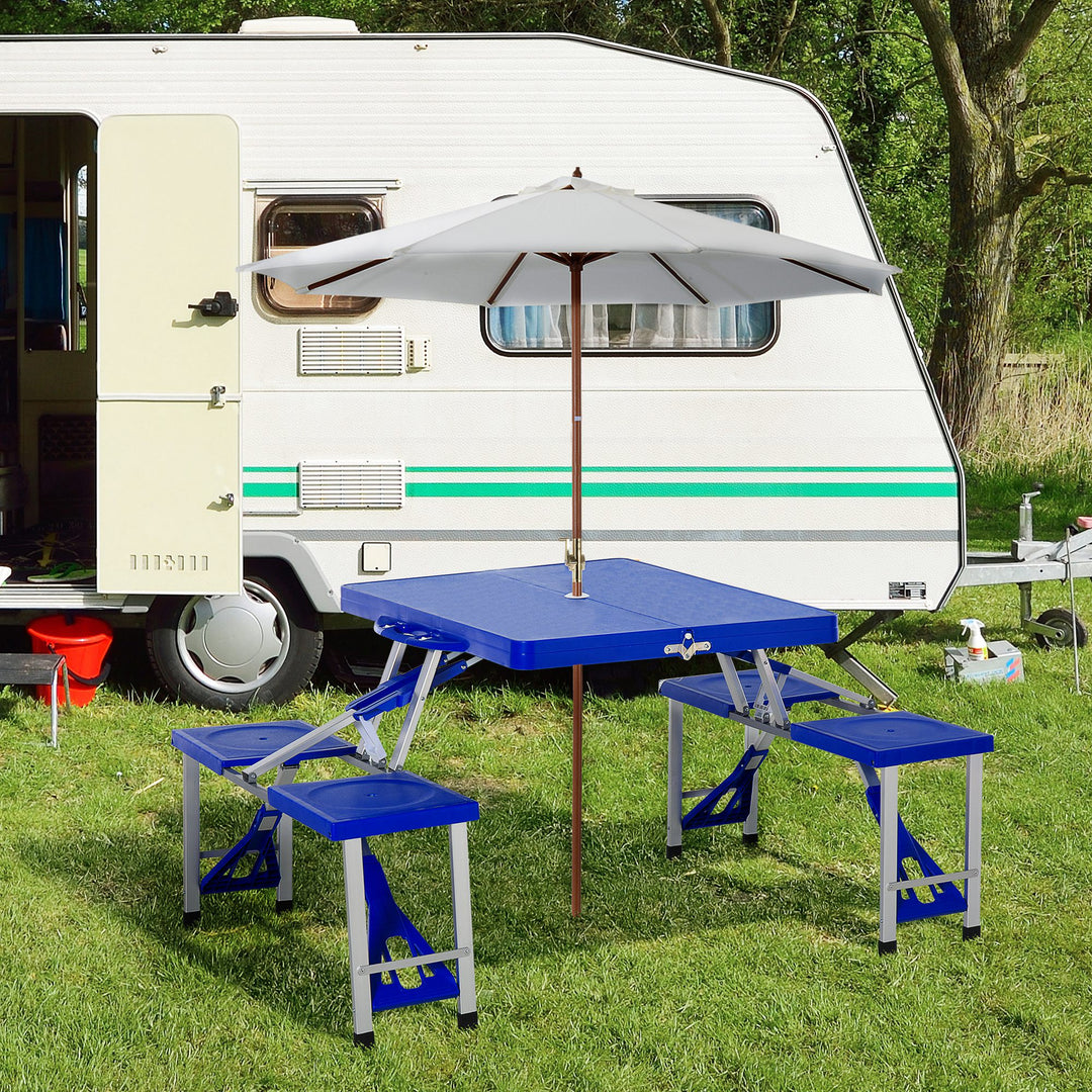 Portable Picnic Table W/ Bench Set-Blue