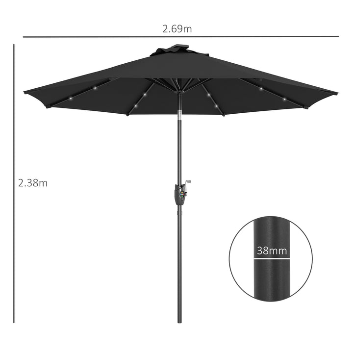 Waterproof Garden Parasol with Solar LED Lights