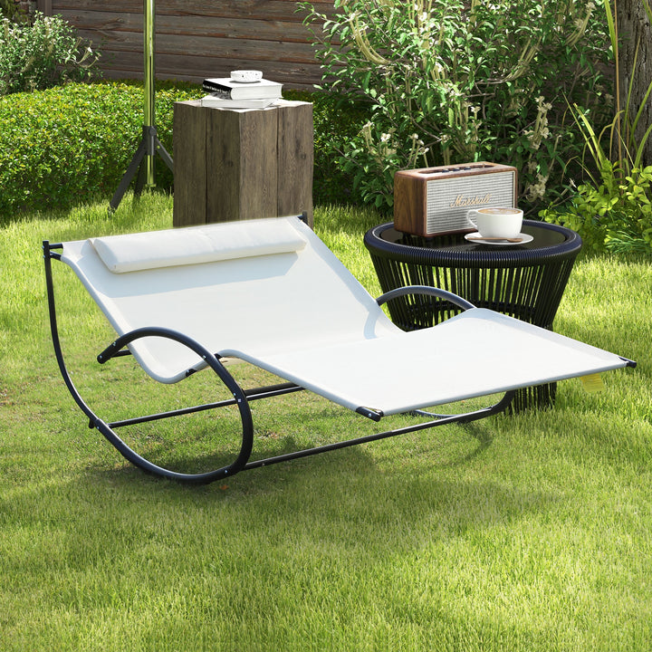 Texteline Double Lounger W/Pillow-Beige