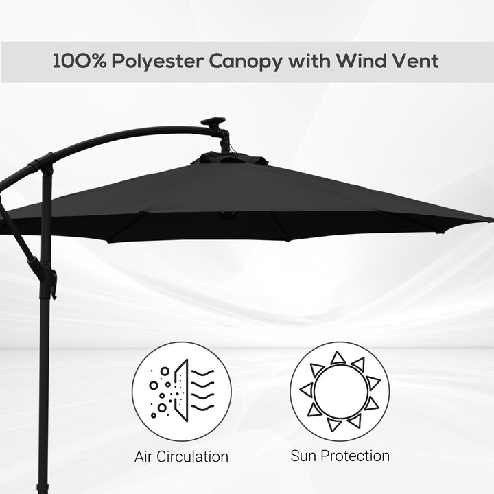 3(m) LED Banana Parasol Garden Cantilever Umbrella with Solar Lights