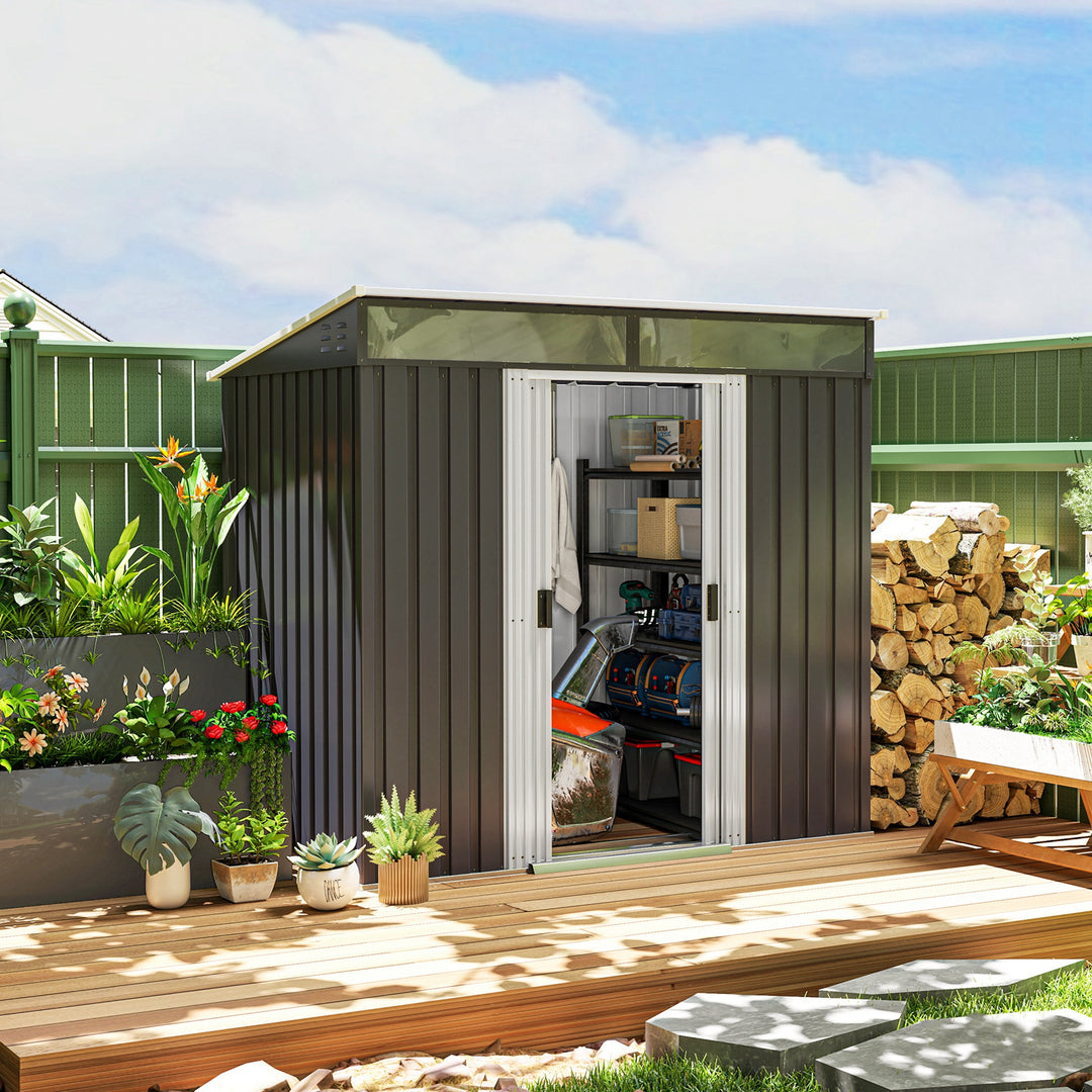 6.5 x 4FT Galvanised Metal Shed with Foundation