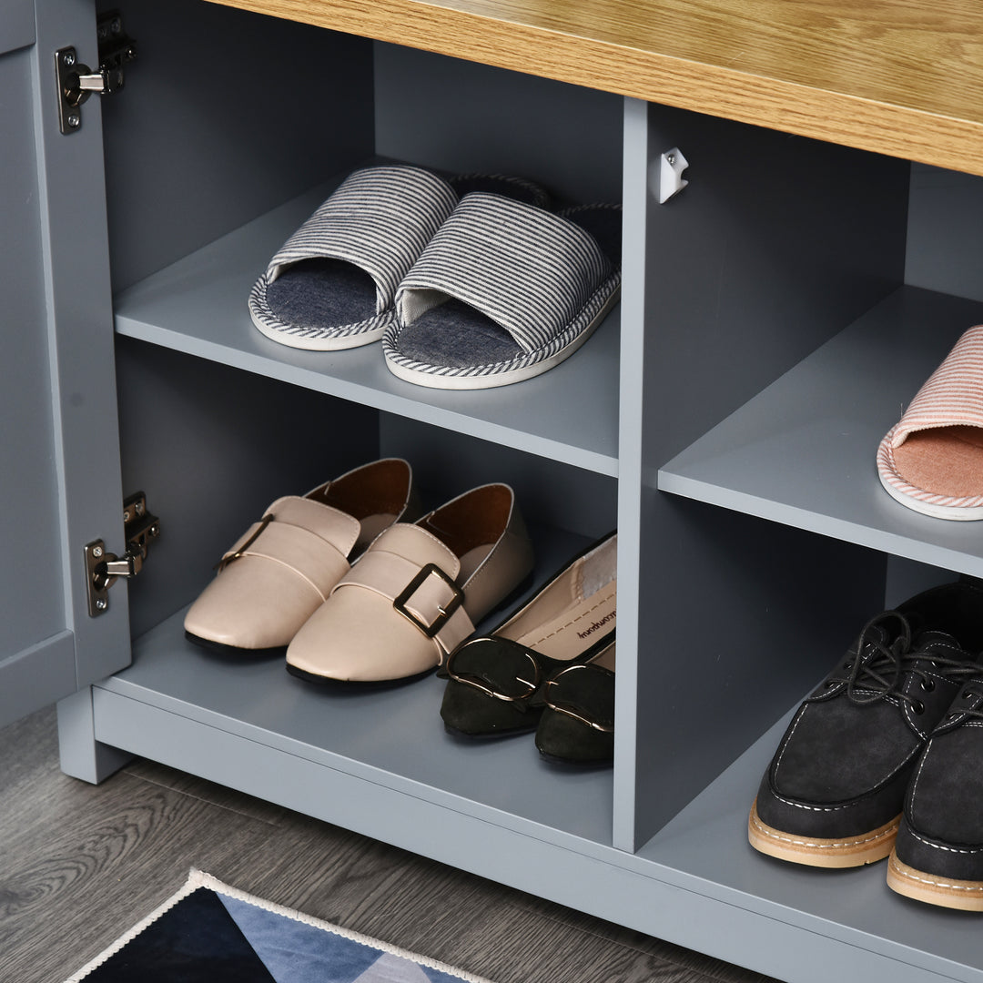 HOMCOM Hallway Shoe Storage: 2-Door Cabinet Organiser Bench with Shelf