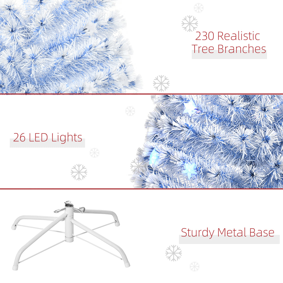 Artificial Fibre Optic Christmas Tree w/ 26 LED Lights Pre-Lit White Blue 6FT