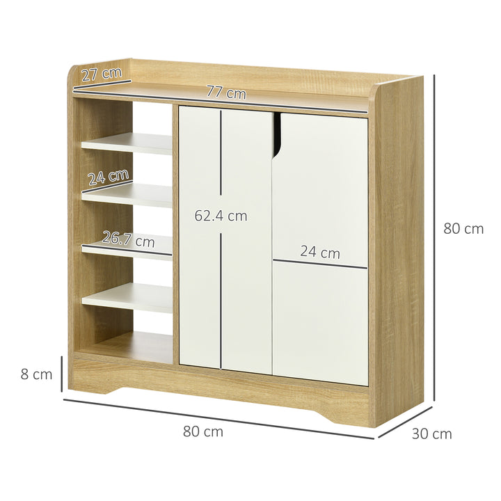 Shoe Cabinet with Double Doors & Open Shelving