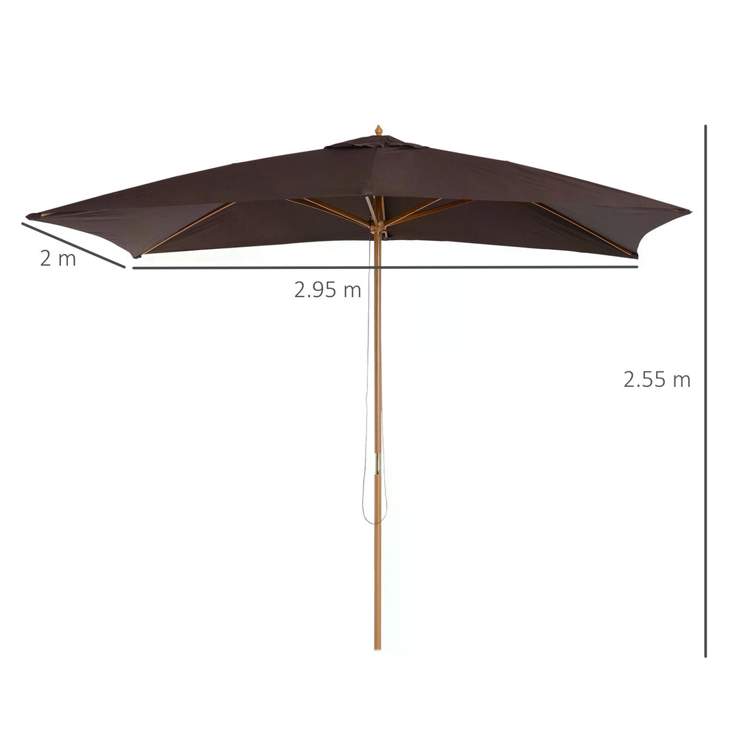 Waterproof Garden Parasol Umbrella Wooden Sun Umbrella Outdoor Sun Shade Canopy