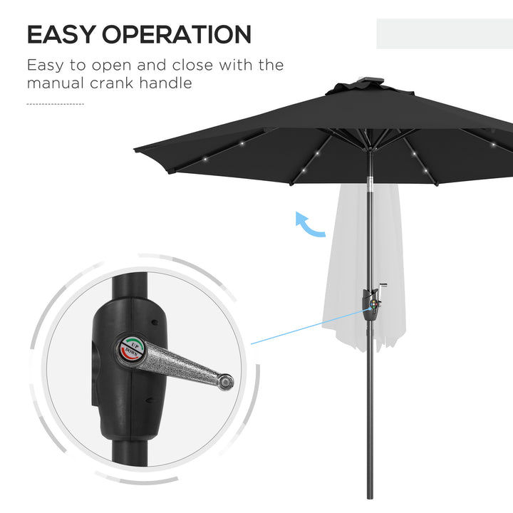 Waterproof Garden Parasol with Solar LED Lights