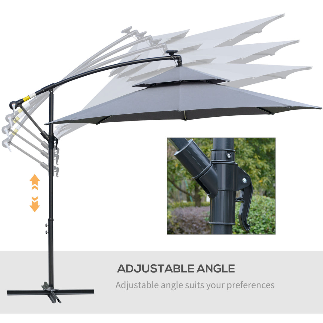 3(m) Cantilever Banana Parasol Hanging Umbrella with Double Roof