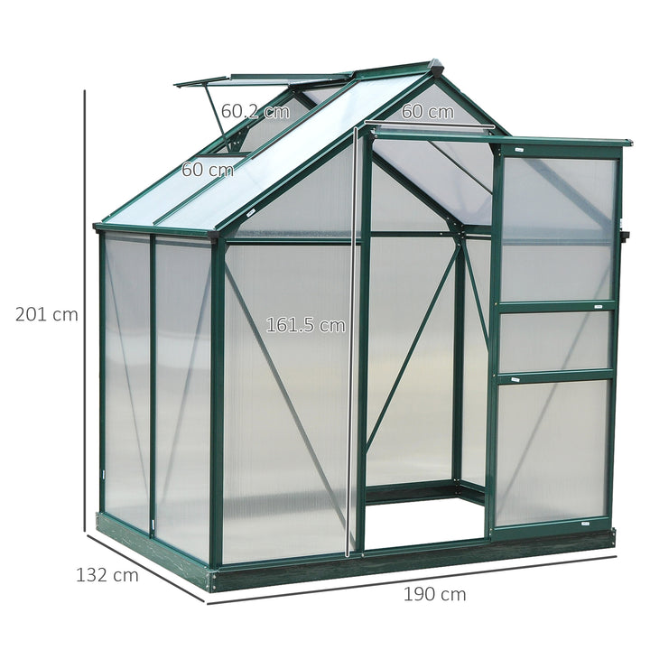 Clear Polycarbonate Greenhouse Large Walk-In Green House Garden Plants Grow Galvanized Base Aluminium w/ Slide Door (6ft x 4ft)