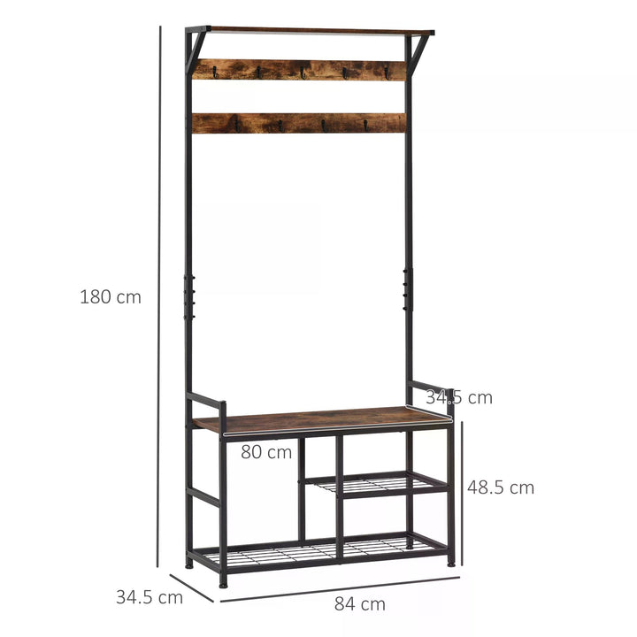 HOMCOM Coat Rack with Shoe Storage Bench