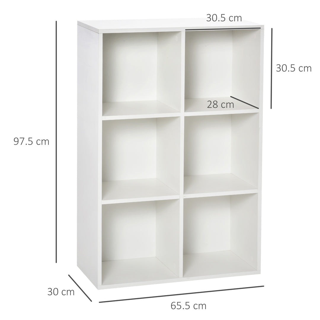 HOMCOM Six-Cube Bookcase, White