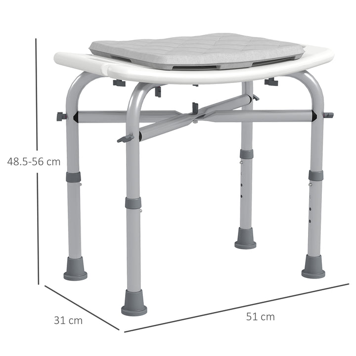 Shower Seating: Adjustable Aluminium Frame with Removable Cushion