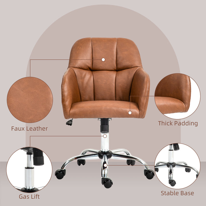 HOMCOM Leather Swivel Chair, Brown