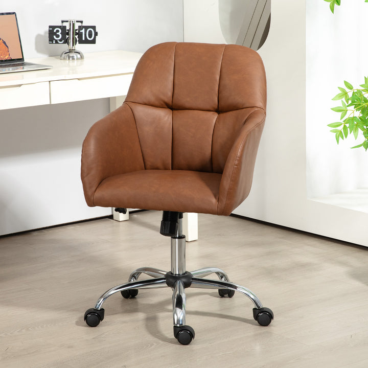 HOMCOM Leather Swivel Chair, Brown