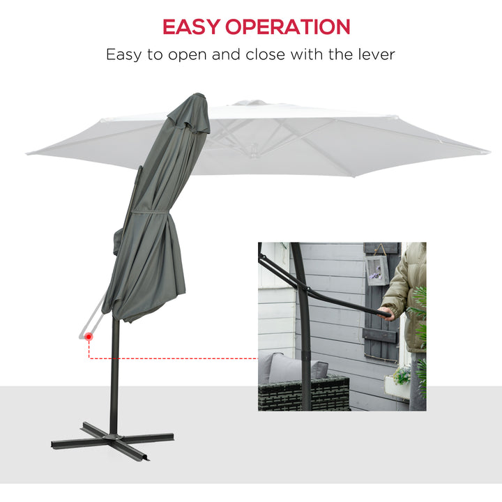 Waterproof 3m Cantilever Parasol with Easy Lever