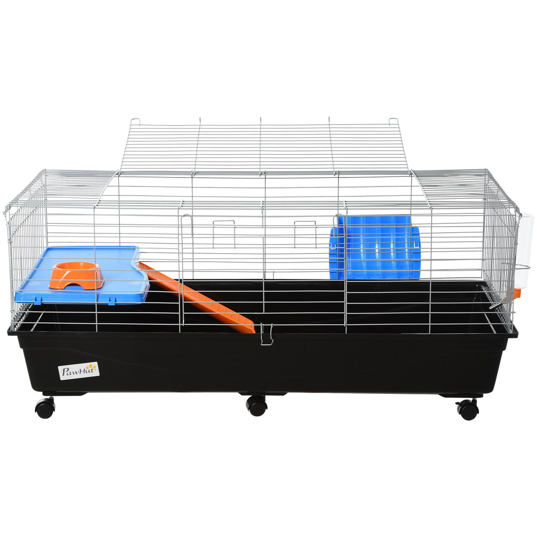 Steel Medium 2-Tier Small Guinea Pigs Hutches w/ Accessories Blue/Orange