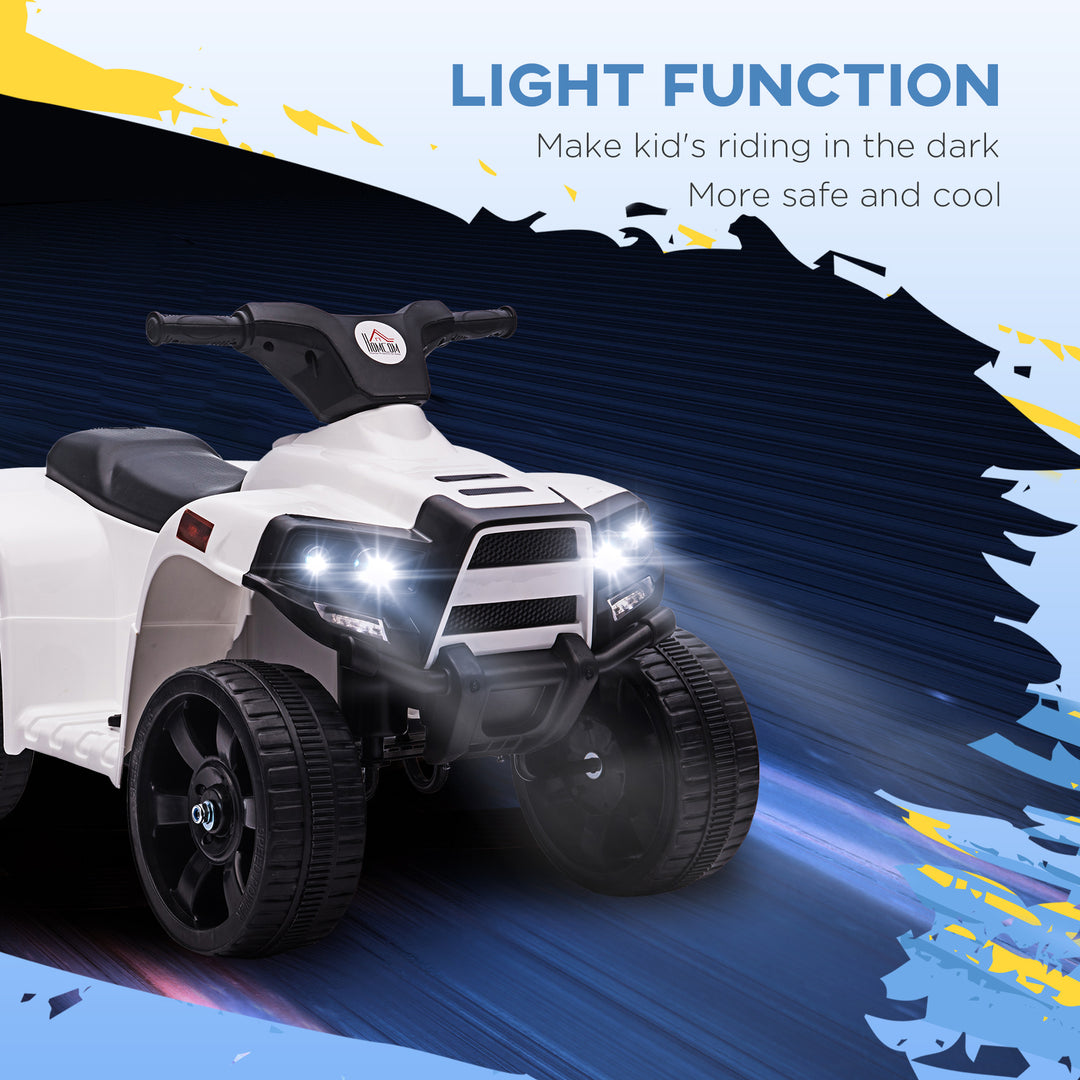 6 V Kids Ride on Cars Quad Bike Electric ATV Toy Quad Bike for Toddlers w/ Headlights Battery Powered for 18-36 months White+Black