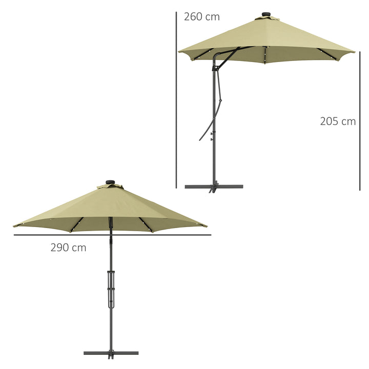 Waterproof 3(m) Garden Parasol Cantilever Umbrella with Solar LED