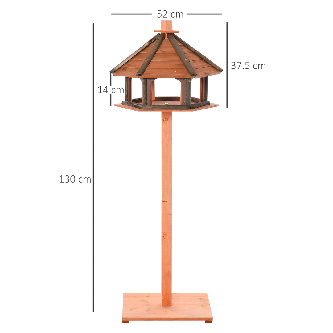 Wooden Bird Feeder Bird Table Bird House Playstand with Water-resistant Roof 130cm for Outside Use Brown