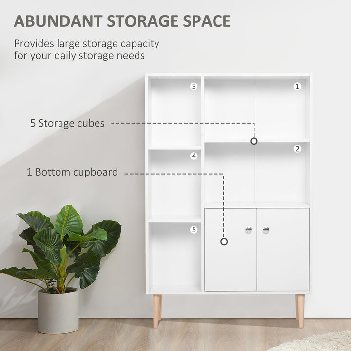 HOMCOM Open Bookcase with 2 Doors, White