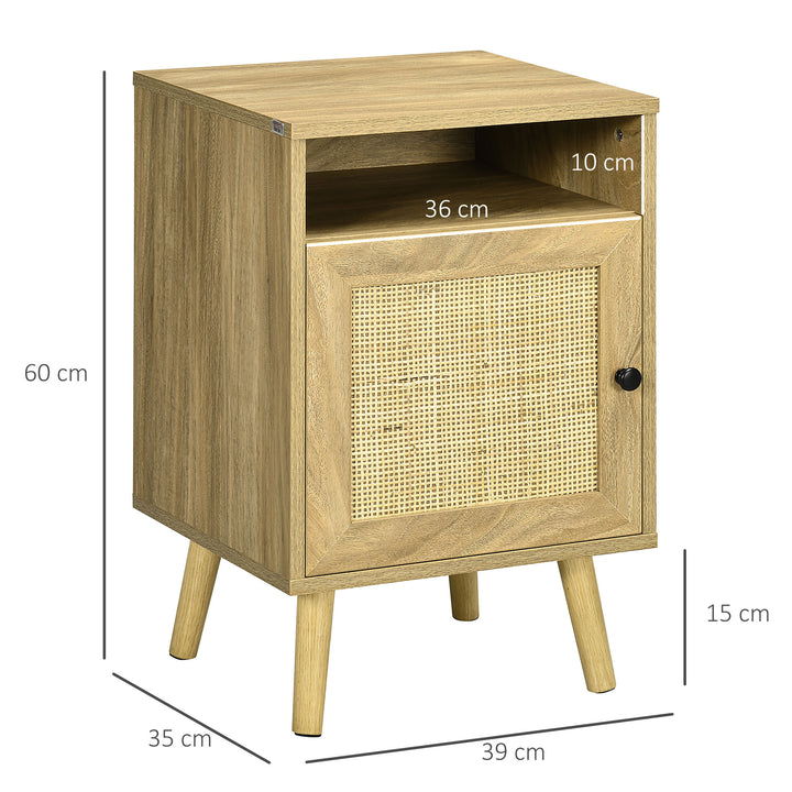 Bedside Table with Rattan Element