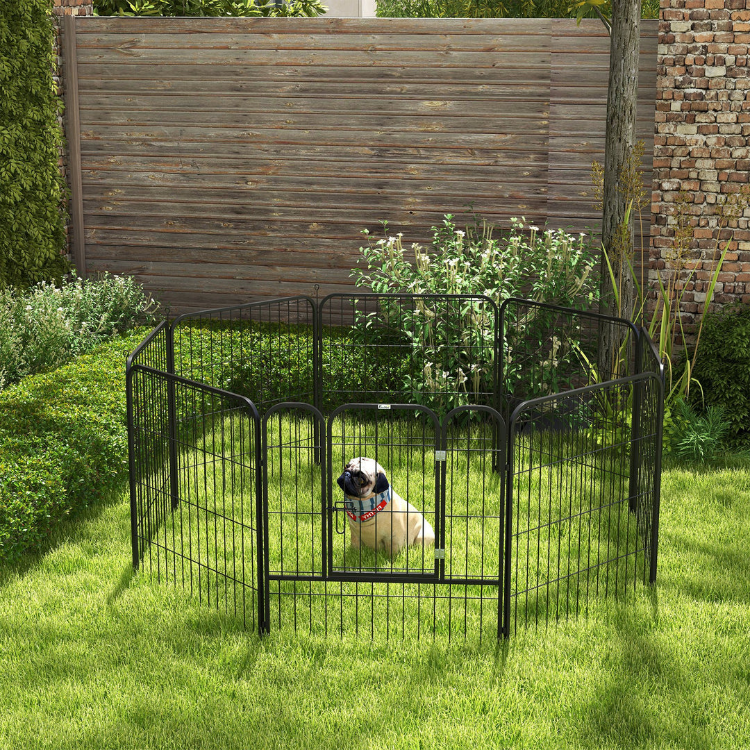 Heavy Duty 8 Panel Dog Play Pen Pet Playpen for Puppy Rabbit Enclosure Foldable Indoor Outdoor 80 x 80 cm