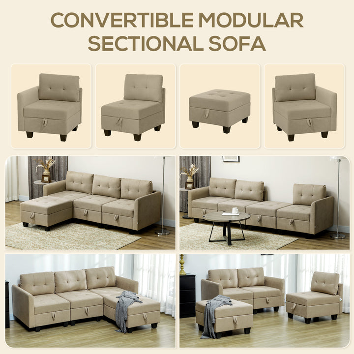 Convertible Modular Sectional Sofa with Storage