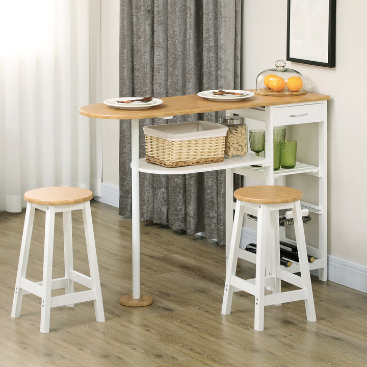 3 Piece Bar Table and Stools w/ Storage Shelf