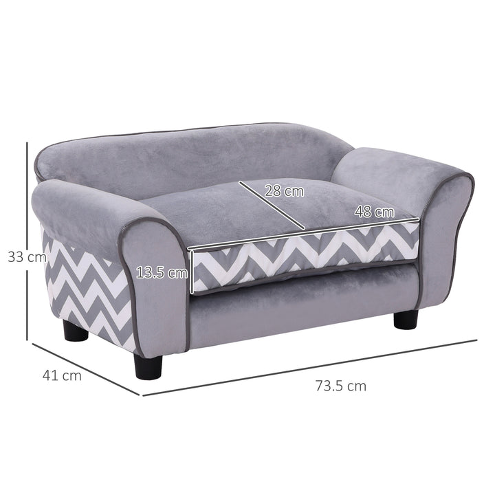 Dog Bed Sofa Velvet-Feel Pet Sofa Bed with Foam Cushion