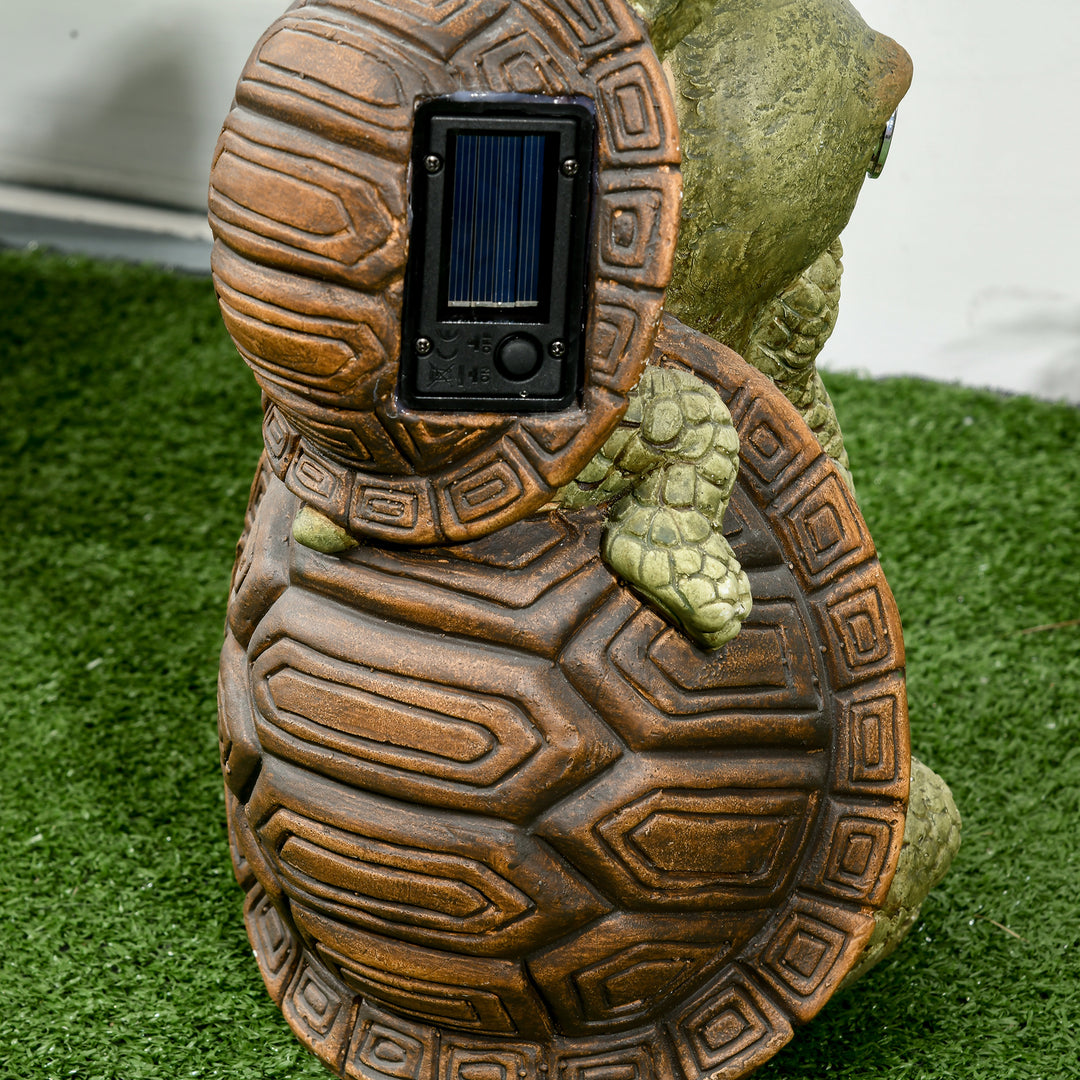 Vivid 2 Tortoises Garden Statue with Solar LED Light