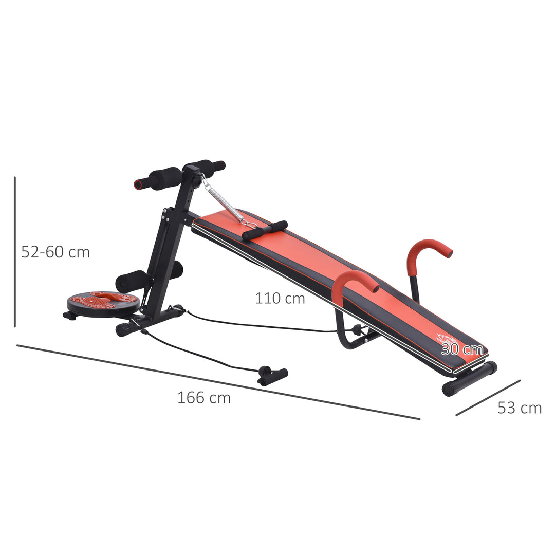 Multifunctional Sit Up and Dumbbell Bench Exercise with Resistant Rope and Twist Waist Disc for Home